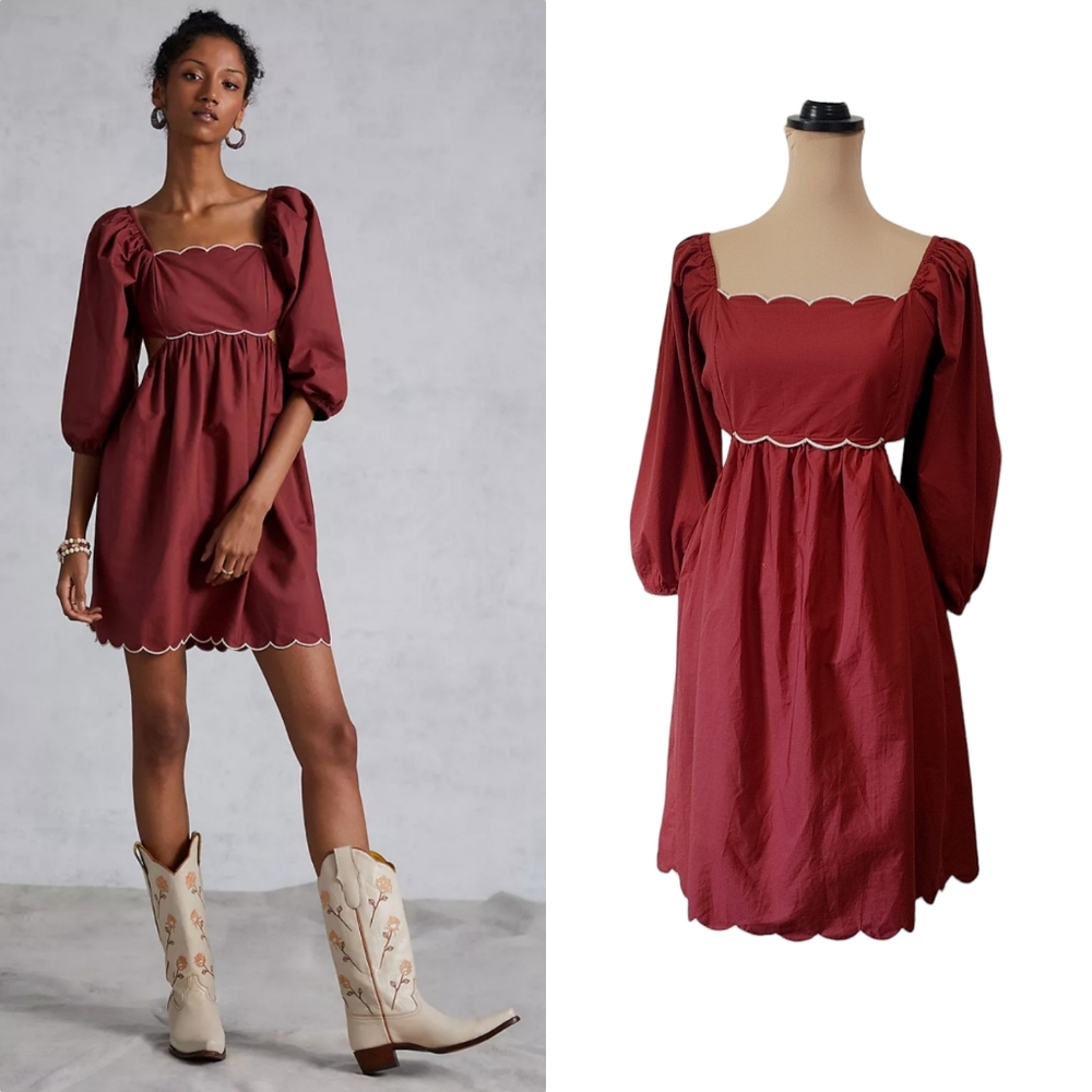 Anthropologie Red Mini Dress